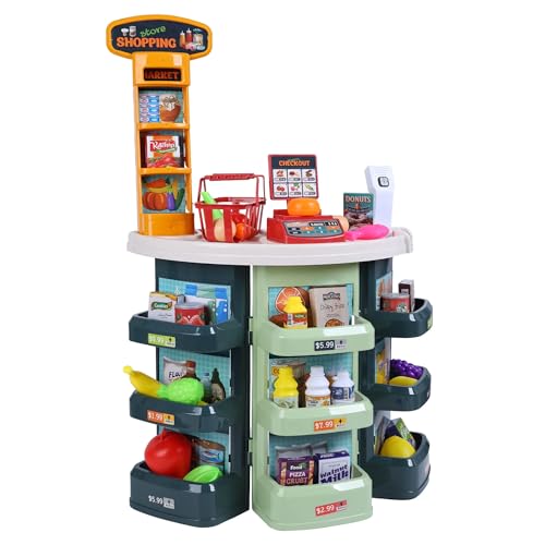 Image of Crackles Big Size 78 Cm Tall, 44 Pcs, Supermarket Playset - Realistic Grocery Store Toy with Cash Register, Shopping Carts, and Variety of Play Foods - Ideal for Imaginative Play Perfect for Kids