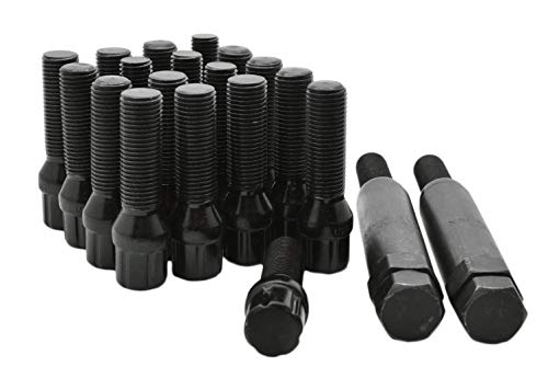 20 Pc 2015 2016 2017 2018 Jeep & Renegade Black Spline Tuner Lug Bolts M12X1.25 | 28Mm Oem Shank | + 2 Sockets #TOP13