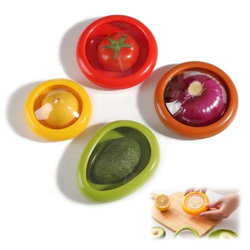 LAIVIYA 4 Piezas Recipientes Silicona para Alimentos, Almacenamiento Reutilizable, Contenedores de Almacenamiento de Frutasm, Caja de Almacenamiento de Frutas de Silicona, Caja Verduras Nevera