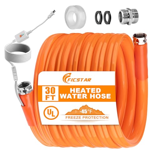Top 10 Best Heated Hose for Rv Owners in 4 Ficstar 30FT Heated Drinking Water Hose for RV, Heated Water Hose Antifreeze to -45°F, 5/8' I.D. with 3/4' GHT Adapter, Lead and BPA Free,No Odor