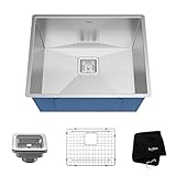 KRAUS Pax 22 1/2-inch 16 Gauge Undermount Single Bowl Stainless Steel Kitchen Sink, KHU23