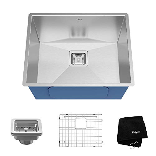 KRAUS Pax 22 1/2-inch 16 Gauge Undermount Single Bowl Stainless Steel Kitchen Sink, KHU23