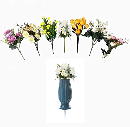 TFANUO 2 Pcs Cemetery Vases with Spikes,Grave Vases for Cemetery with Metal Spikes and Scupper,Cemetery Vases for Headstones Memorial Gifts Loss of Loved One - Image 3