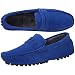 Imagen de Jamron Hombres Cuero de Gamuza Penny Mocasines Comodidad Zapatos de Conducir Plano Pantuflas Forrado de Felpa Azul Real 2088-2 EU42