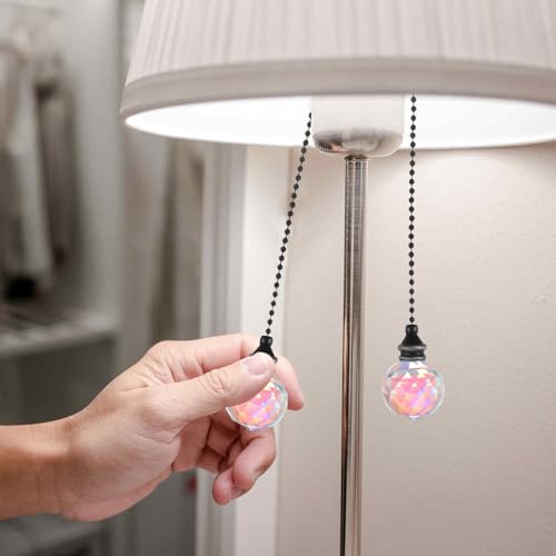 Image of MECCANIXITY 2Pack Ceiling Fan Pull Chain, 12 Inch Decorative Ornaments Crystal Pendant Pull Chain Extension for Ceiling Fans Light Lamp, Colorful