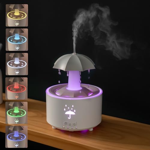 Essential Oil Diffuser for Bedroom, 350ml Automatic Rotation Rain Aromatherapy Humidifier Diffuser, 7 Colour Electric Aroma Air Humidifier for Room, Home, Timers, Auto Off