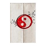 TJ Global Japanese Noren Doorway Curtain/Tapestry for Home or Restaurant - 33.5” x 59” (Red Yin Yang)