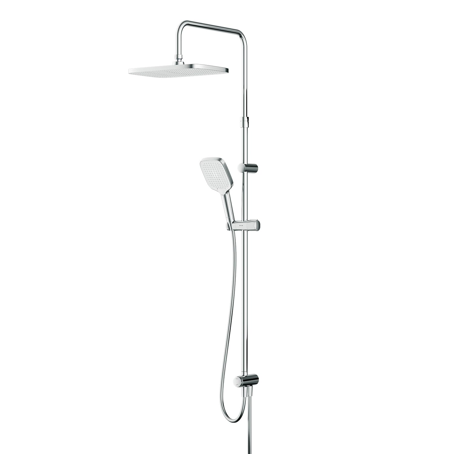 AM.PM Duschset ohne Armatur, Chrom Edelstahl Duschsystem, Wassersparend Regendusche set, Überkopfbrause set, Duschgarnitur, eckige Kopfbrause 21x30cm Func
