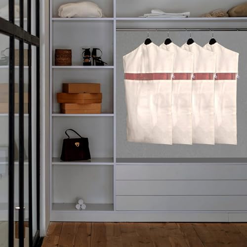 Image of Hanging Cotton Saree Covers with Zip (Set of 6) of 30x 18 (Inches) For saree storage bags | Haniging Cotton Saree Cover /Bags for Saree /clothes (HANGERS ARE NOT INCLUDED WITH SAREE COVER) (6)