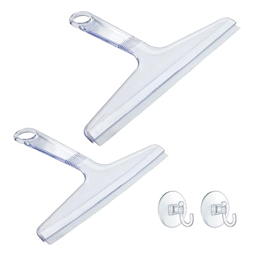 Image of New Talent 2 PCS Shower Squeegee Transparent, for Shower Glass, Shower Doors, Bathroom, Window and Car Glass(1 Large and 1 Small)