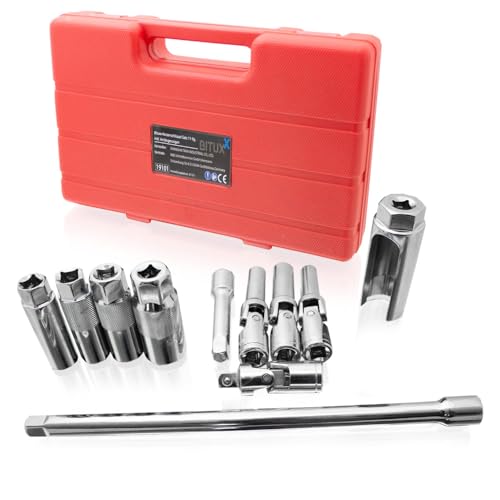 BITUXX Zündkerzenschlüssel Glühkerzen Satz universal 11 TLG. inkl. Verlängerungen Werkzeug Set Auto PKW Motorrad BITUXX Zündkerzenschlüssel Glühkerzen Satz universal 11 TLG. inkl. Verlängerungen Werkzeug Set Auto PKW Motorrad