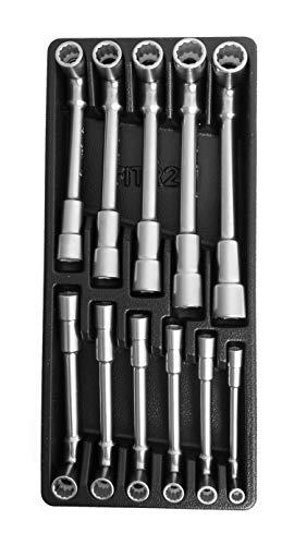 Steckschlüsselsatz 11 tlg Werkstattwagen Einlage Gebogene Steckschlüssel 8-19 mm Cover