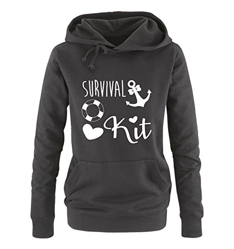 Preisvergleich Produktbild Comedy Shirts - Survival kit Anker - Damen Hoodie - Schwarz / Weiss Gr. S