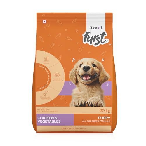 Image of Avant Furst Puppy Dry Dog Food Chicken & Vegetable, Dog Food Puppy with Real Chicken Protein & DHA, Dry Food for Growing Puppies, No Artificial Additives, 20kg