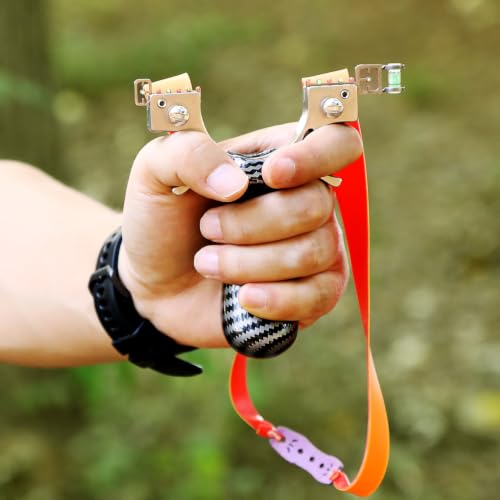 Luoyer Zwille Profi Steinschleuder für Erwachsene Schleuderset mit Tasche Zielglocke Zubehör für Outdoor Sport Katapult Slingshot (Kunststoff-Griff)