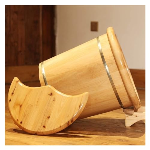 Bañera de pies de madera maciza 40 cm con tapa y masaje miniatura 2