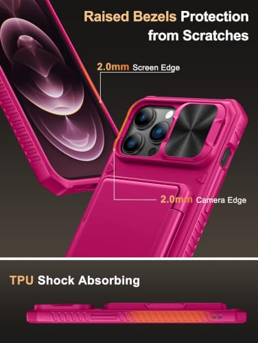 Image of Vihibii for iPhone 12 Pro Max Case Wallet, Card Holder (4 Cards), Hot Pink