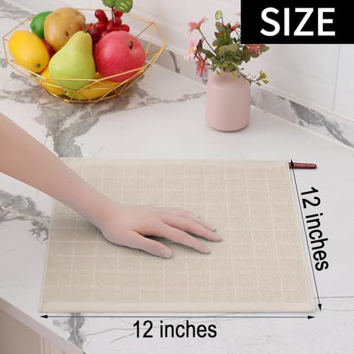 Image of Homaxy 100% Cotton Terry Kitchen Dish Cloths, 6 Pack, Beige
