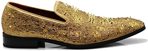 Image of Enzo Romeo Men Fashion Rhinestones Studs Tuxedo Slip On Loafer Dress Shoes WBG