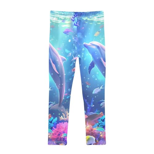 Toddler Girls Leggings Printed Yoga Pants Leggings Dolphin Colorful Coral for Kids2