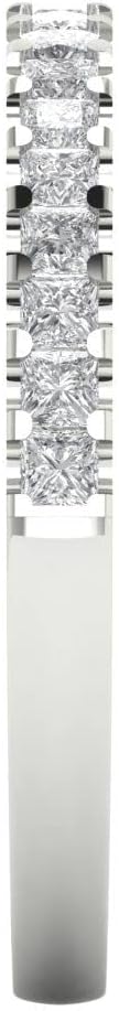 Clara Pucci 14K White Gold Wedding Band for Women | Stacking Classic Comfort Fit | Engagement Bridal Jewelry | 0.285 TCW Princess Cut Simulated Diamond (1.5mm)