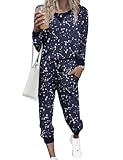 Ekouaer Womens Jogger Pajama Set Long Sleeve Pajamas for Women Star Above Pajamas Soft 2 Piece Outfits for Women Blue Star M