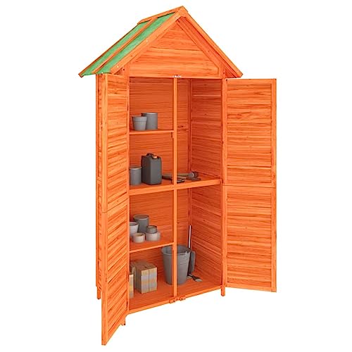 Tidyard Garden Shed Wooden Garden Tool Shed, Outdoor Garden Storage Shed, Gardening Tool Storage Garden Storage Furniture Brown 89x52.5x175 cm Solid Wood Pine