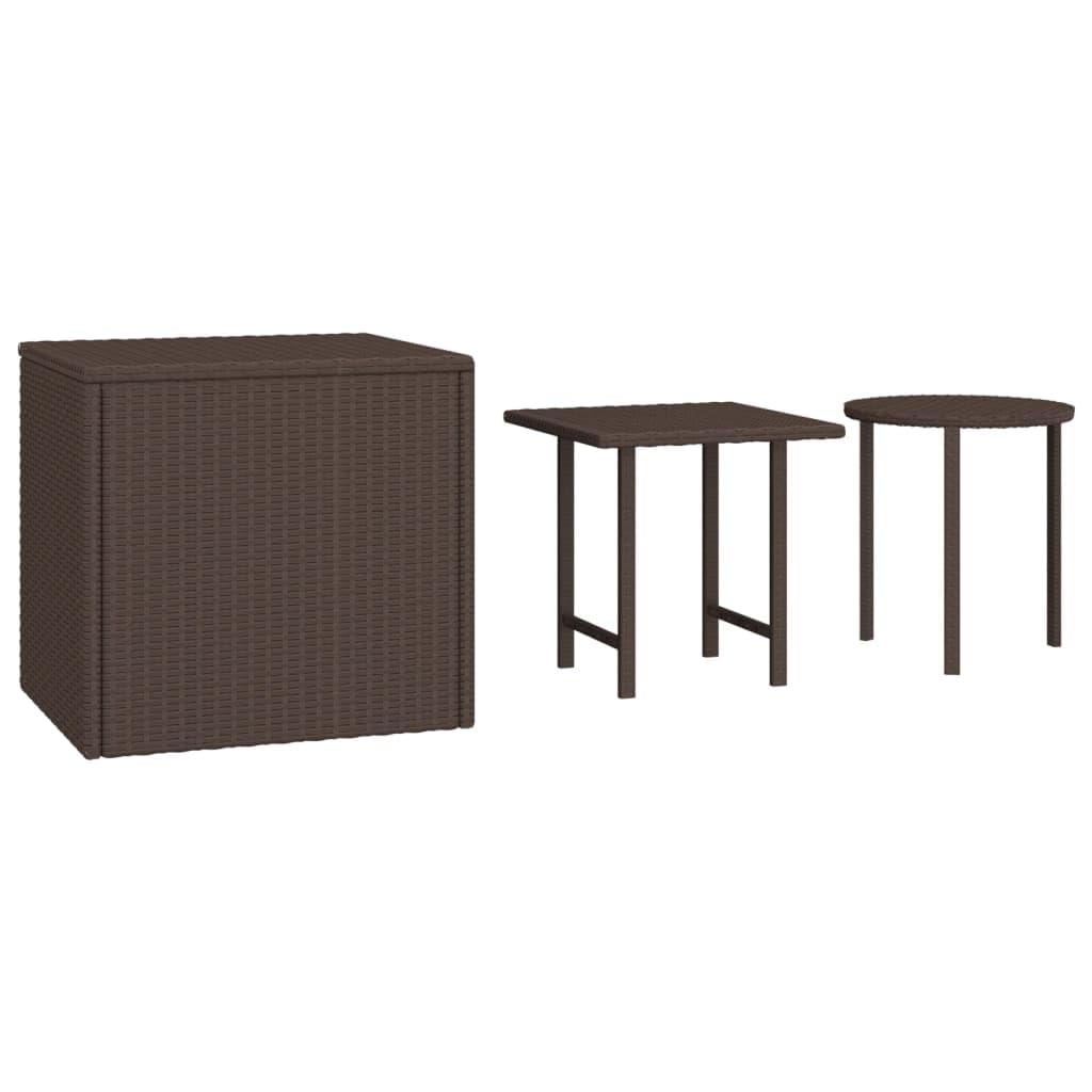 Tables d'appoint en polyrotin marron pour optimiser les petits espaces extérieurs