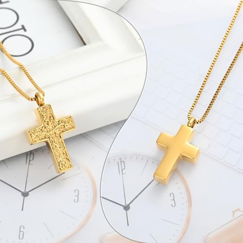 XSMZB Cross Urn Necklace for Ashes for Women Men Tree of Life Cross Cremation Jewelry Keepsake Pendant for Ashes of Loved One3