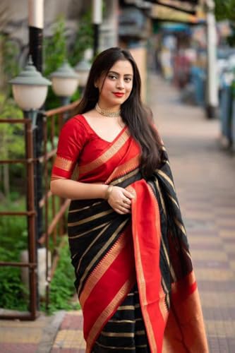 Image of Yashika Women's Woven Printed Kanjivaram Banarasi Art Silk Saree Saree with Unstitched Blouse Material - Suitable for All Indian Weddings and Festivals