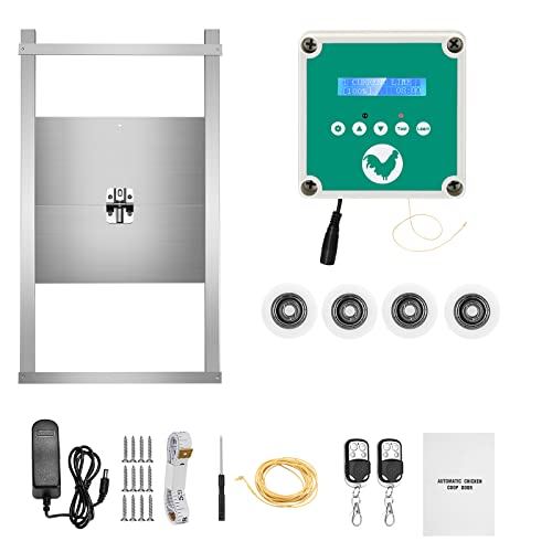 Hlieeosfcn Ouvre-Porte Automatique pour Poulailler Télécommande Capteur de Lumière Minuterie, Ouvre-Porte Électrique Cover
