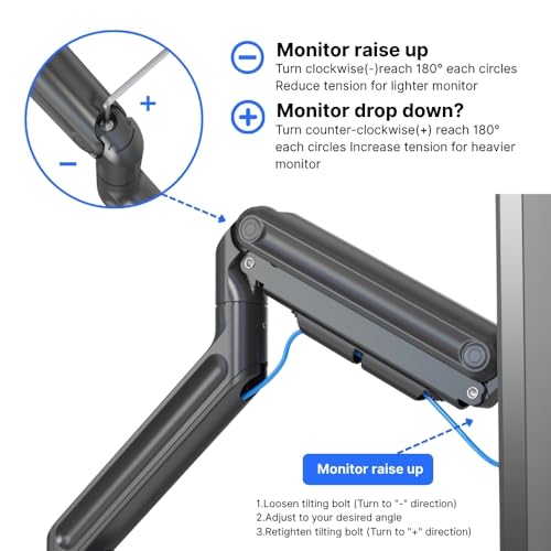Image of UNIQ MOUNTS Heavy Duty 15-42 Inch Screen Gas Spring Dual Monitor Arm, Desk Mount, 15kg Load Per Arm, Swivel, Rotation, Tilt, VESA 75x75 100x100, Full Motion Adjustable Mount, 2 USB Ports