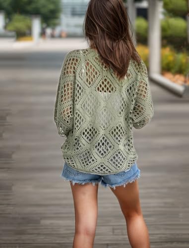 Image of NASKY Womens Crochet Top Summer Fashion 2026 - Sexy 3 /4 Batwing Sleeve Knit Sweater