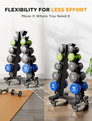 Image of YOLEO Dumbbell Rack, Adjustable & Compact Weight Rack for Dumbbell, Kettlebell, Barbell, Heavy Duty Weight Storage Organizer, Space-Saving Dumbbell Storage Stand Holder for Home Gym - 1100LBS Capacity (Rack Only)