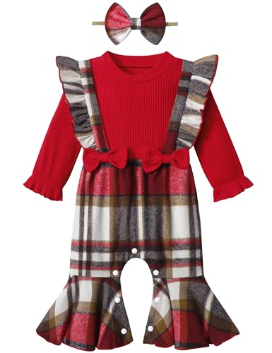 Image of Qaoerde Baby Girl Clothes Long-Sleeved Suspenders Flared Baby Girl Coming Home Outfit Newborn Baby Girl Jumpsuit Romper