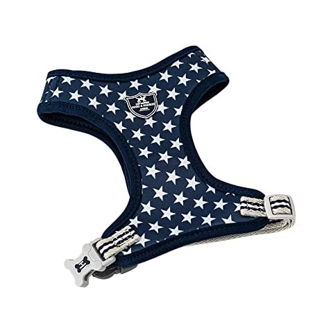 HUGO & HUDSON No Pull Dog Harness Adjustable Pet Vest for Training, Running and Walking, Comfortable Soft Padding No Choke Dog Harness, Navy Star - XS Cover