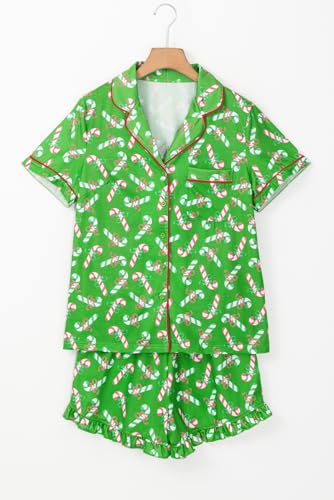 Image of KevaMolly Women Novelty Knotted Candy Cane Christmas Pajama Set