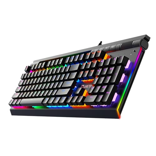 Image of Live Tech Octane+ Aluminum Panel Gaming Keyboard | Blue Mechanical Switches | 17 RGB Lighting Effects | Volume Knob & Multimedia Controls