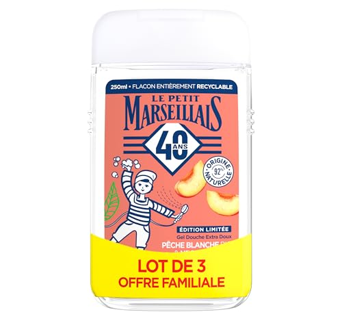 Gel douche Pêche Blanche Bio Le Petit Marseillais pour hydrater les peaux sèches et sensibles