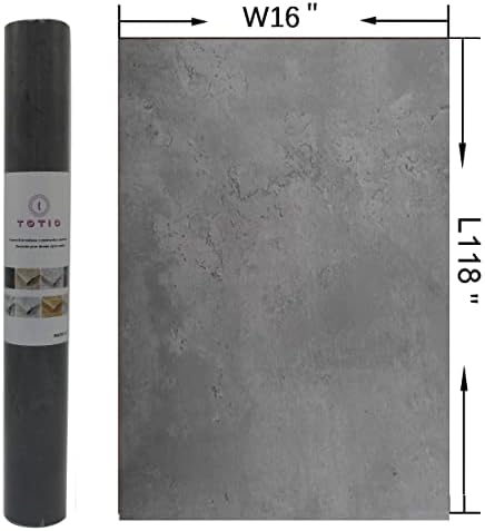 TOTIO Dark Grey Concrete Texture Self Adhesive Wallpaper Peel Stick 3D Cement Look Countertop Contact Paper Gray Vinyl Wrap Roll Matte Thicken 118x16inch Waterproof Furniture Sticker DIY Wall Sticker