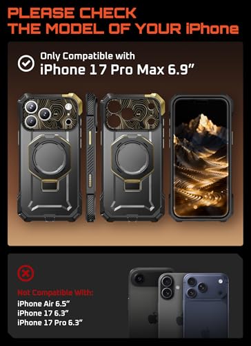 Image of SUPCASE for iPhone 17 Pro Max Case with Kickstand (Unicorn Beetle Grip), [Camera Control Cover] [Compatible with MagSafe] [Military-Grade Drop Protection] Heavy Duty Magnetic Phone Case, K2Night