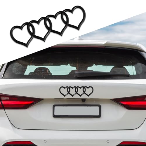Image of Love Heart Logo Rear Trunk Emblem Badge, 3D Car Exterior Decoration Sticker, Replacement Decal Compatible with Most Cars, Trucks, SUVs