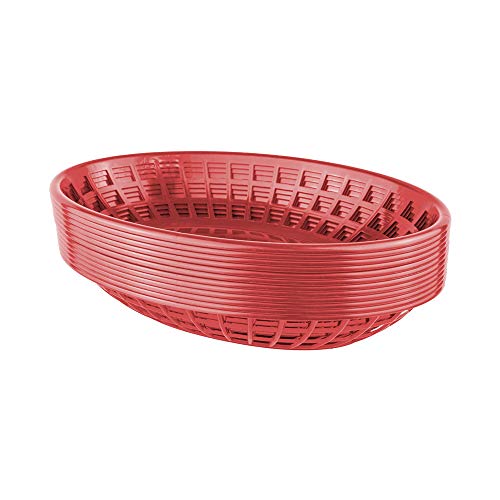 Bear Paws - Food Baskets - Plastic Basket - Oval Bread Baskets - Serving Basket - Restaurant Baskets - Deli Tray - Fries, Burgers, Crawfish - 12 Count, Red #TOP8