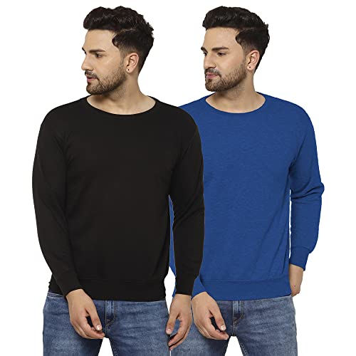 Image of Mack Jonney Fleece Round Neck Sweatshirt for Men (Pack of 2)-SW RN BLK BLU 02-P
