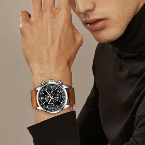 Image of LIGE Mens Roulette Wheel Watches Casino Themed Quartz Analog Watch 3ATM Waterproof Glowing Man Wrist Watches