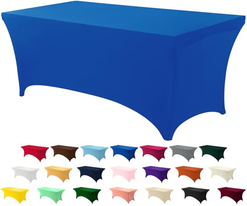 Image of Utopia Kitchen Spandex Tablecloth 1 Pack [6FT, Blue] Tight, Fitted, Washable and Wrinkle Resistant Stretch Rectangular Patio Table Cover for Event, Wedding, Banquet & Parties [72Lx30Wx30H Inch]