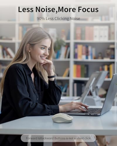 Image of WL300 Bluetooth Mouse Silent Wireless Mice, Quiet Click, Cordless Computer Mouse with 6 Buttons, Sculpted Grip, Adjustable DPI for Laptop, PC, Mac, 18-Month Battery Life for Work Travel(Silver-Gray)