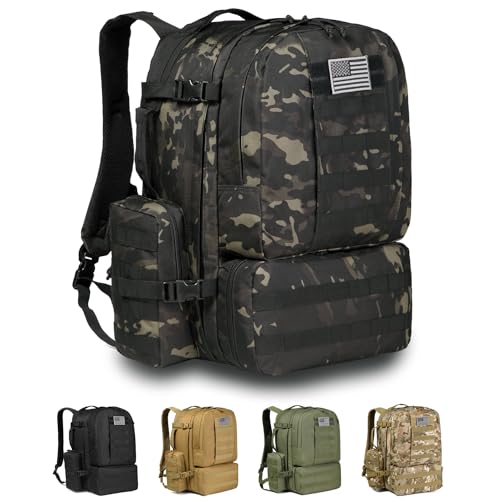 DBTAC Tactical Backpack 50L Large Classic Army 3-DAYS Assault Pack Molle Bag for Outdoor Hiking
