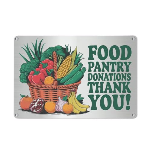 Food Pantry Donations Thank You Basket tin sign Vintage Fruits Vegetables Metal sign print Suitable...