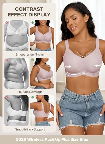 Image of Xcutting Women Wirefree Bras for Women Full Coverage No Underwire Everyday Bras Comfortable Wireless Padded Bras